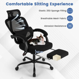 Gainoom Ergonomic Black Office Chair High Back Mesh Desk Chair With Retractable Footrest - thumbnail 8
