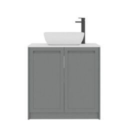 Royal Bathrooms Royal Bathroom Elmore 800mm Matt Pebble Grey Freestanding Bathroom Vanity Unit 2 Door Plain White Worktop With Elva Basin - thumbnail 7