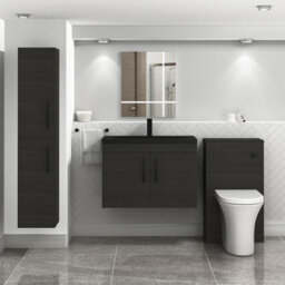 Royal Bathrooms Turin 800mm Wall Hung Vanity Unit 2 Door Hale Black With Black Basin & Handles - thumbnail 5