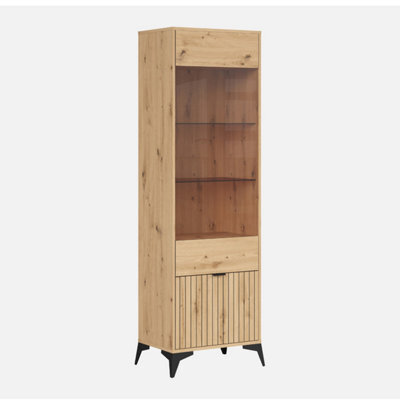 Heze Furniture Lammy 1 Drawer 60Cm Display Cabinet - Artisan Oak - image 1