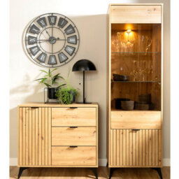 Heze Furniture Lammy 1 Drawer 60Cm Display Cabinet - Artisan Oak - thumbnail 2