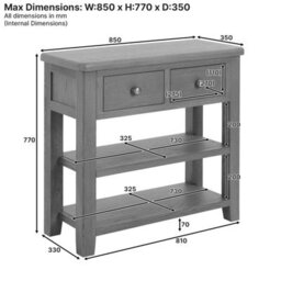 The Furniture Market Cotswold Rustic Smoked Oak Hall Table, Solid Oak Frame, Two Drawers With Dovetail Joints, Two Lower Shelves For Storage - thumbnail 8