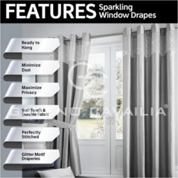Gc Gaveno Cavailia Aviv Luxury Striped Curtain 66X72 Cm Silver Sparkle Eyelets With Matching Tiebacks - thumbnail 3