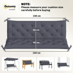 Outsunny 3 Seater Swing Chair Cushions Bench Seat Replacement Pad 150X98Cm - thumbnail 3