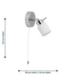 First Choice Lighting Set Of 2 Iona - Chrome Opal Glass Ip44 Pull Cord Bathroom Wall Lights - thumbnail 6