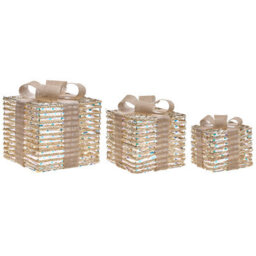 Beliani Set Of 3 Christmas Decorations Led Mosso Christmas Gifts 20/25/30 Cm Beige - thumbnail 1