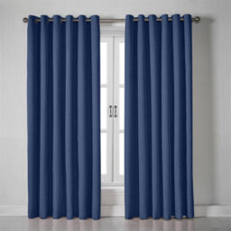 Luxury Living Linen Look Eyelet Ring Top Blackout Curtains Blue - thumbnail 2