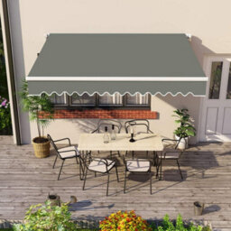 Green Bay Grey Diy Manual Patio Awning, Retractable Gazebo Outdoor Canopy, Garden Sun Shade - 2.5 M X 2 M
