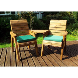 Marlborough Wooden Love Seat With 2X Chair Cushion Green & 1X Fitted Cover - thumbnail 1
