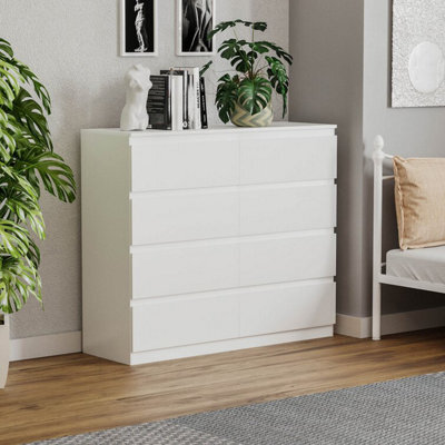 SquareBoxx Keaton Matt White 8 Drawer Double Freestanding Chest Of Drawers (40 X 99 X 106Cm - D X H X W) - image 1