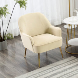 Darphe Contemporary Off White Upholstered Comfy Armchair With Gold-Plated Feet, 66Cm W X 66Cm D X 80Cm H - thumbnail 2