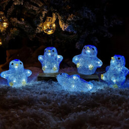 Samuel Alexander Set Of 5 Battery Operated Light Up Acrylic Christmas Penguins With Leds - thumbnail 1