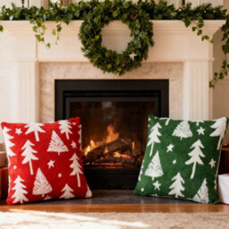 Living And Home Christmas Trees Set Of 2 Christmas Theme Decorative Throw Pillows Washable Soft And Festive 45Cm W X 45Cm D - thumbnail 3