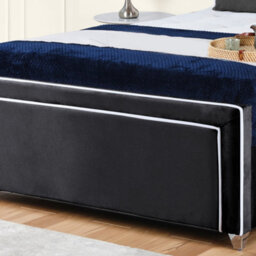 UKBEDFURNITURE Ariana Black Plush Valvet Upholstered Bed Frame Only - Slatted Base - 48 Inch Headboard - thumbnail 3
