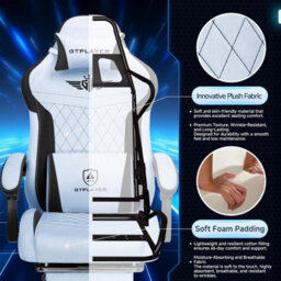 Gtplayer Gaming Chair Fabric, High Back Computer Chairs With Footrest For Adults, Ergonomic Pc Chair For Home Office, Light Blue - thumbnail 8