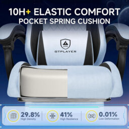 Gtplayer Gaming Chair Fabric, High Back Computer Chairs With Footrest For Adults, Ergonomic Pc Chair For Home Office, Light Blue - thumbnail 9