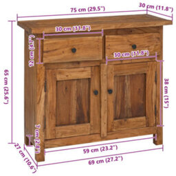 Vidaxl Sideboard Solid Mahogany Wood 75X30X65 Cm - thumbnail 8