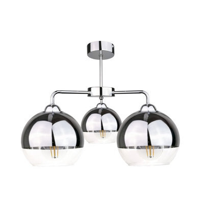 Luminosa Lighting Luminosa Ice Multi Arm Semi Flush Ceiling Light Silver, 40Cm, 3X E27