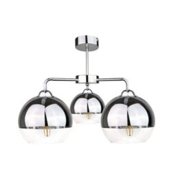 Luminosa Lighting Luminosa Ice Multi Arm Semi Flush Ceiling Light Silver, 40Cm, 3X E27