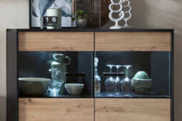 Arte Elegant Artona Va Living Room Set H1990mm W4070mm D400mm - Oak Artisan & Black Matt With Optional Led Lighting - thumbnail 7