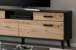 Arte Elegant Artona Va Living Room Set H1990mm W4070mm D400mm - Oak Artisan & Black Matt With Optional Led Lighting - thumbnail 8