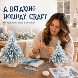 Amorly Diy 3D Beaded Christmas Tree Making Kit, Illuminated Tabletop Festive Ornament, Ice Blue Silver, With Decorative Beads & Charms - thumbnail 6