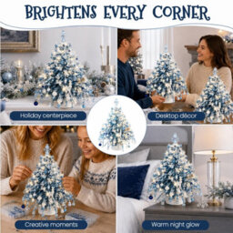 Amorly Diy 3D Beaded Christmas Tree Making Kit, Illuminated Tabletop Festive Ornament, Ice Blue Silver, With Decorative Beads & Charms - thumbnail 7