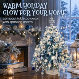 Amorly Diy 3D Beaded Christmas Tree Making Kit, Illuminated Tabletop Festive Ornament, Ice Blue Silver, With Decorative Beads & Charms - thumbnail 8