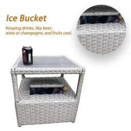 Furniture One Rattan Effect Grey 3 Piece Rattan Recliner With Ice Bucket - thumbnail 2