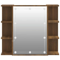 Walplus Mirror Cabinet With Led Brown Oak 70X16.5X60 Cm - thumbnail 8