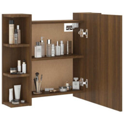 Walplus Mirror Cabinet With Led Brown Oak 70X16.5X60 Cm - thumbnail 7