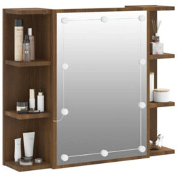 Walplus Mirror Cabinet With Led Brown Oak 70X16.5X60 Cm - thumbnail 6