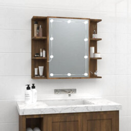 Walplus Mirror Cabinet With Led Brown Oak 70X16.5X60 Cm