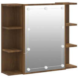 Walplus Mirror Cabinet With Led Brown Oak 70X16.5X60 Cm - thumbnail 2
