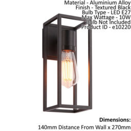 Outdoor Wall Light Ip44 Textured Black 10W Led E27 Dimmable Living Room - thumbnail 2