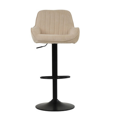 Lakeland Furniture Bronx Natural Cream Fabric Black Adjustable Base Bar Stool - image 1