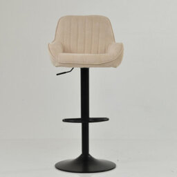Lakeland Furniture Bronx Natural Cream Fabric Black Adjustable Base Bar Stool - thumbnail 3