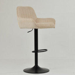 Lakeland Furniture Bronx Natural Cream Fabric Black Adjustable Base Bar Stool - thumbnail 4