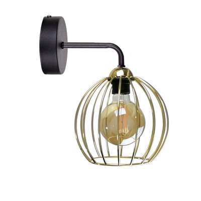 Luminosa Lighting Luminosa Mig Wall Lamp Black, Gold, 23Cm, 1X E27