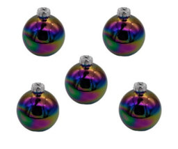 Decoris 10 Black Iris Glass Christmas Tree Baubles - thumbnail 1