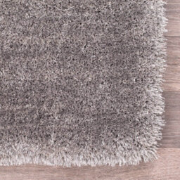 Indigo Silver Plain Shaggy Handmade Luxurious Sparkle Easy To Clean Rug For Dining Room Bed Room And Living Room-120Cm X 170Cm - thumbnail 4