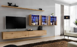 Arte Switch Xvii Oak Wotan Entertainment Unit For Tvs Up To 49 Inch - Warm Natural Wall Furniture With Led Highlights