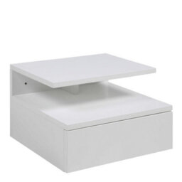 Wyld Haus Lincoln Floating Bedside Table - Wall-Mounted White, 1 Drawer + Open Shelf - thumbnail 2