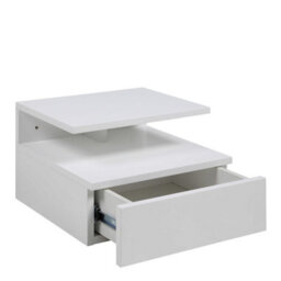 Wyld Haus Lincoln Floating Bedside Table - Wall-Mounted White, 1 Drawer + Open Shelf - thumbnail 3