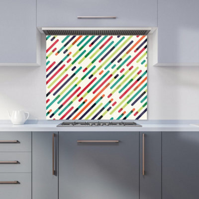 Warren Reed Designer Coloured Diagonal Abstract Pattern Premium Glass Kitchen Splashback W700mm X H750mm - image 1
