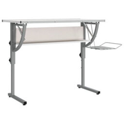 Berkfield Durable Craft Desk White&grey 110X53X(58-87) Cm Engineered Wood&steel