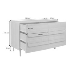 Sweeek - Vintage Walnut Wood Effect 6 Drawer Chest Juliana 120X40X75 Cm - thumbnail 7