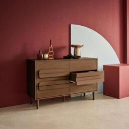 Sweeek - Vintage Walnut Wood Effect 6 Drawer Chest Juliana 120X40X75 Cm - thumbnail 5