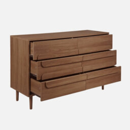 Sweeek - Vintage Walnut Wood Effect 6 Drawer Chest Juliana 120X40X75 Cm - thumbnail 3