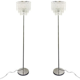 First Choice Lighting Set Of 2 Chrome And Acrylic Crystal Jewelled Floor Lamps - thumbnail 1